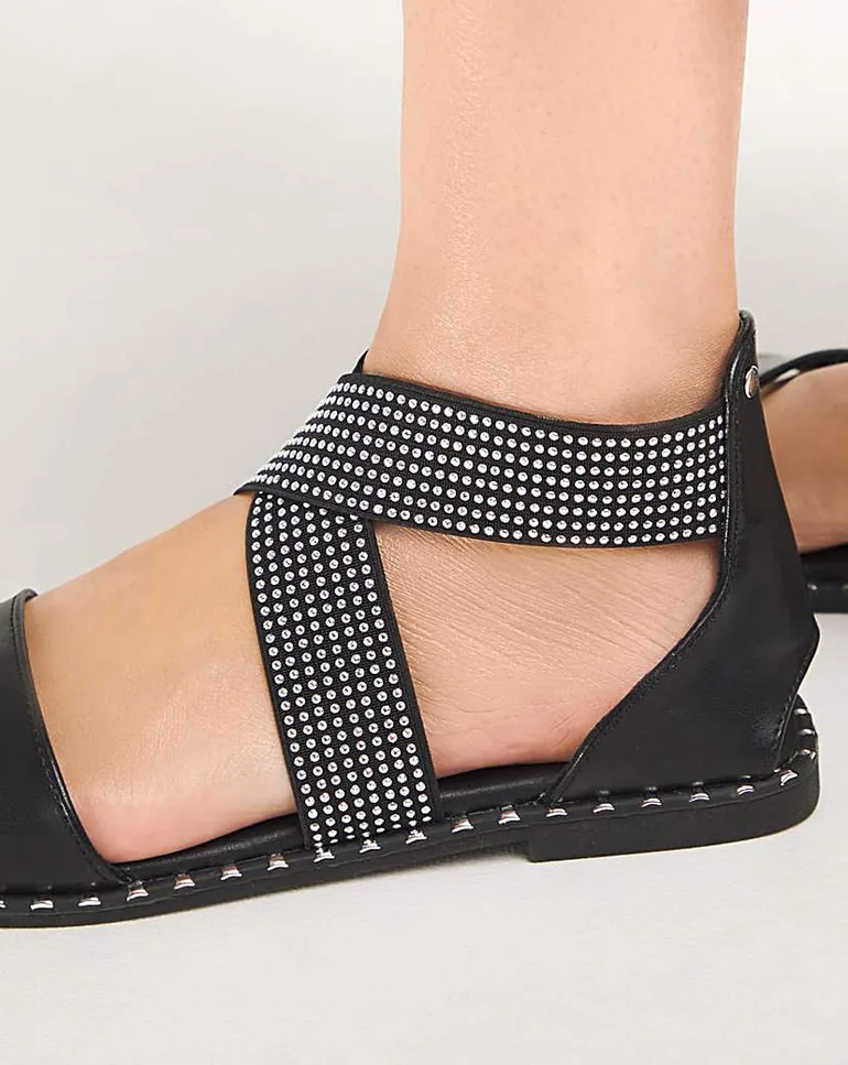 Stretch Cross Upper Flat Sandal Wide - 3