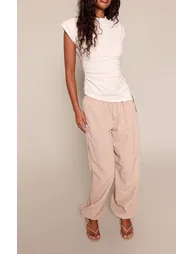 Stone Nylon Elastic Tie Detail Track Pants - 1