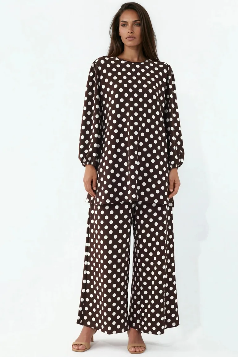 BDART Textured Long Sleeve Tunic and Wide Leg Pants Set - 1