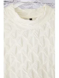 Ecru Textured Regular/Normal Fit Stretchy Knitted Blouse - 4