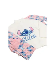 Lilo & Stitch Girls Stitch Long-Sleeved Long Pyjama Set (Pack of 3) - Pink/White - 3