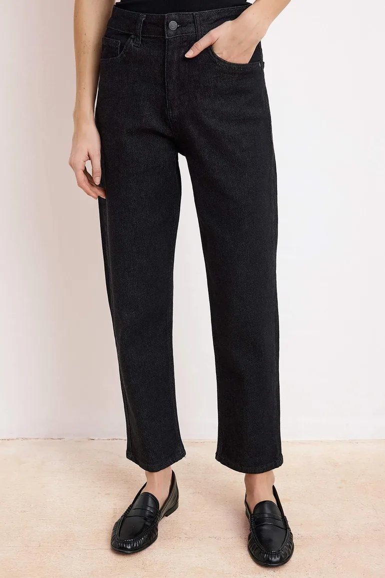 Dark Blue High Waist Medium Stretch Mom Ankle Length Jeans - 4