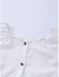 Girls Square Neck Top and Lace Detail Flared Jeans - 2