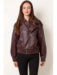 Double Zip Oversized Faux Leather Jacket