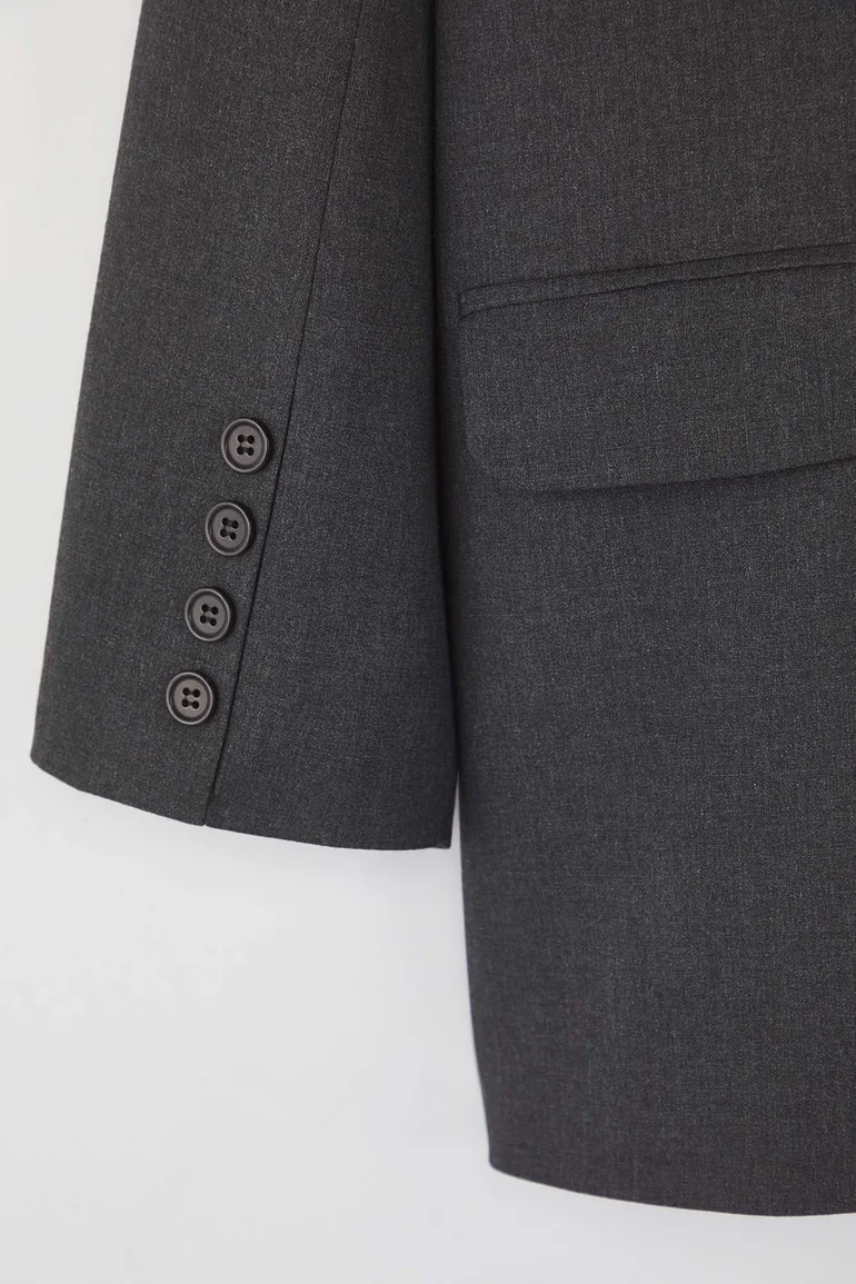 Anthracite Premium Oversize Lined Woven Blazer Jacket - 6