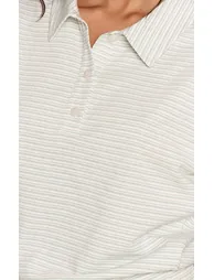 Sage Green Striped Collared Fitted T-Shirt - 3