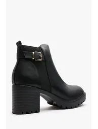 Cirele Black Chelsea Heeled Ankle Boot With Buckle Detail - 2