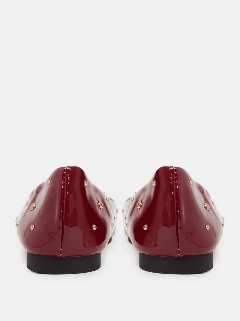 Burgundy Studded Patent Ballerina - 3