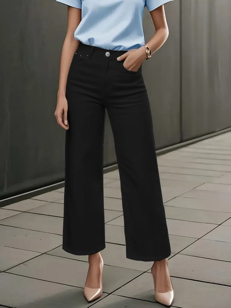Black High Rise Straight Leg Jeans - 4
