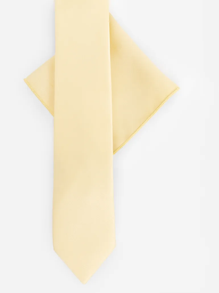 Maya Buttercream Satin Tie & Pocket Square Set - 2