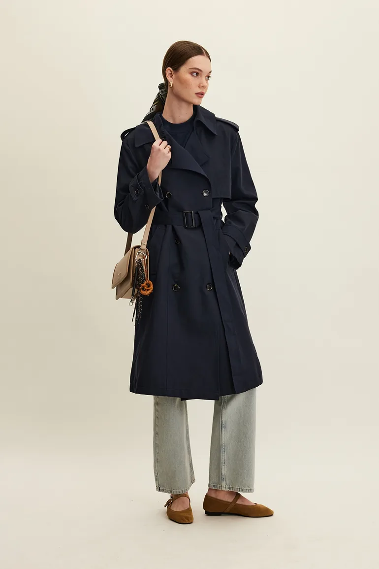 ANIKA DOUBLE-BREASTED BELT TRENCH COAT - 1