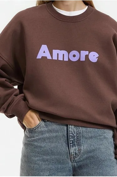 Crew Neck Sweatshirt with Slogan