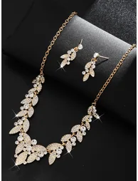 2-Piece Rhinestone Embellished Necklace and Earrings Jewelry Set - 4