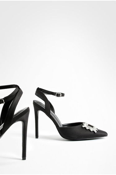 Wide Fit Embellished 2 Part Court Shoes - black product thumbnail 4