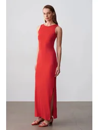 DILVIN Ribbed Sleeveless Bodycon Maxi Dress
