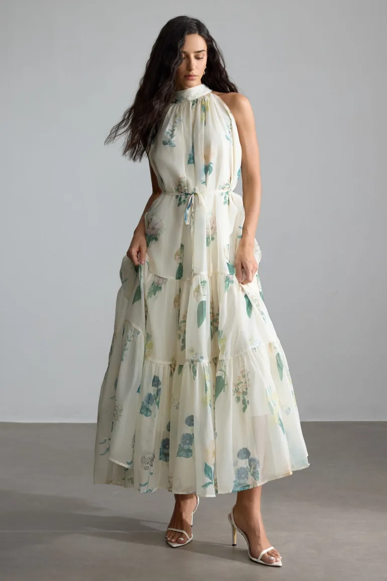 Harley Floral Print Halter Maxi Dress