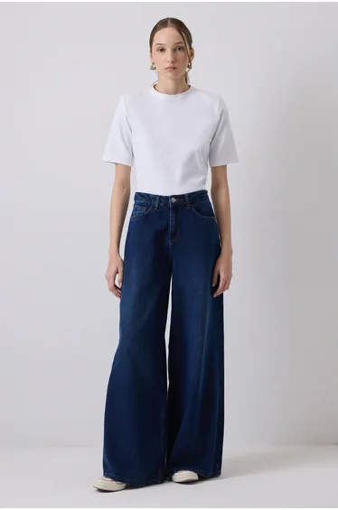WIDE LEG DENIM TROUSERS