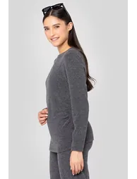 Long sleeve blouse with round neckline - 1