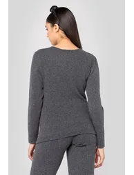 Long sleeve blouse with round neckline - 2