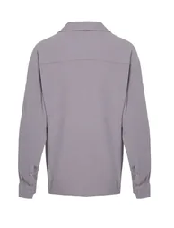 Men's Light Gray Oversize Fit Wide Collar Summer Linen Look Shirt - 2