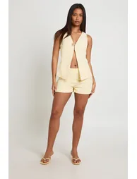 High Waisted Tailored Shorts - lemon