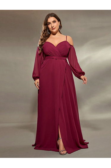 Leely Plus Women's Elegant Spaghetti Straps Cold Shoulder Party Dresses product thumbnail 4
