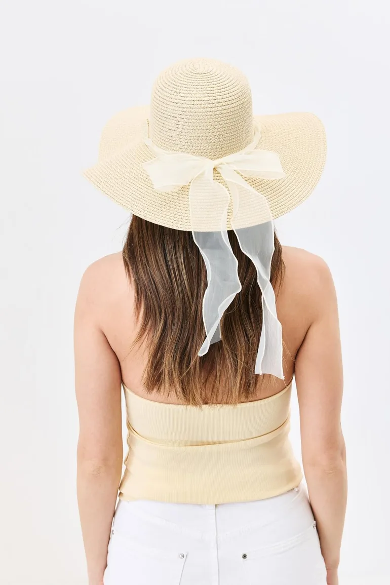 Wide Brim Straw Beach Hat - 2