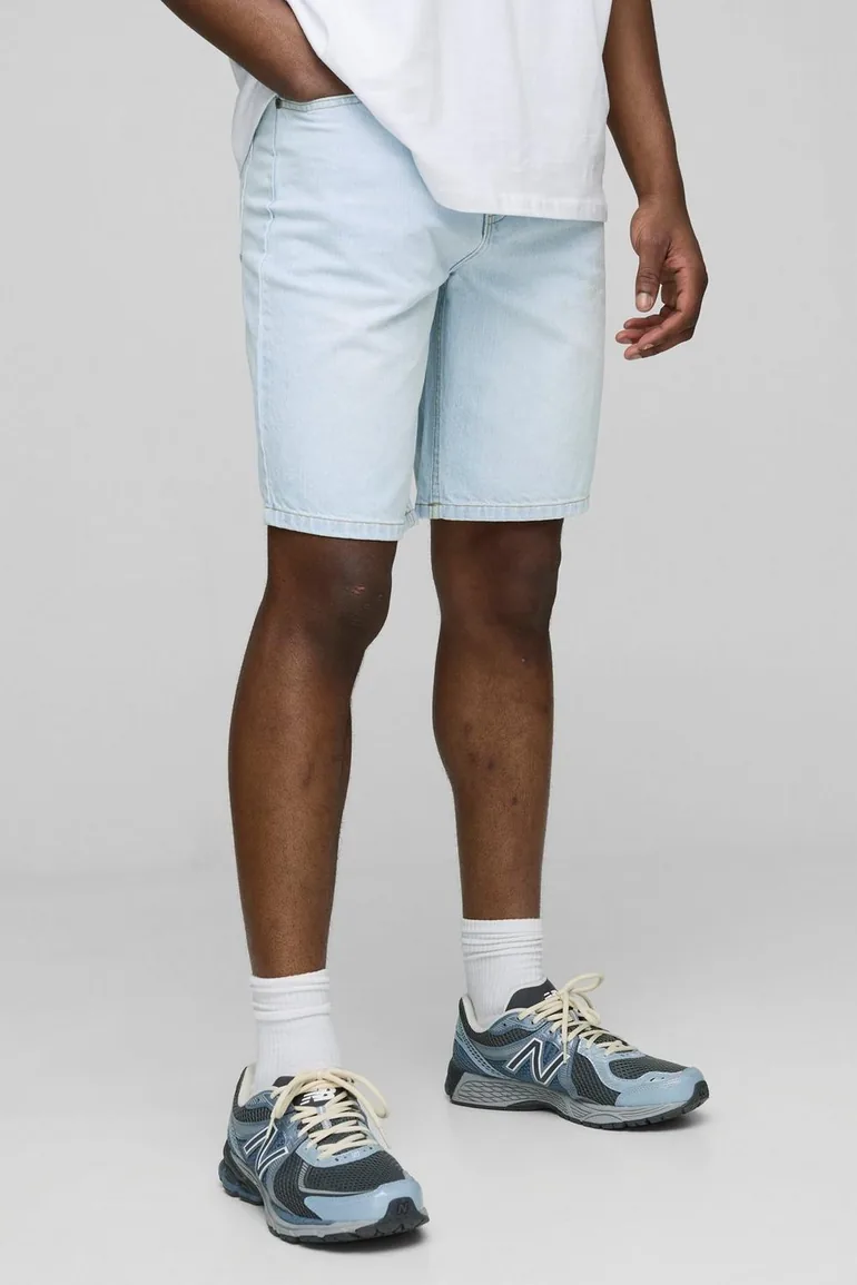 Relaxed Rigid Ice Blue Denim Shorts - ice blue