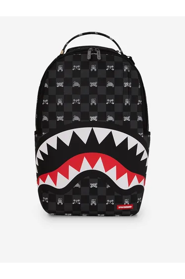 Sprayground Kids Peeking Character Check Backpack in Grey (45cm)