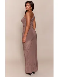 Shape Taupe Slinky Twist Cut Out Maxi Dress - 1