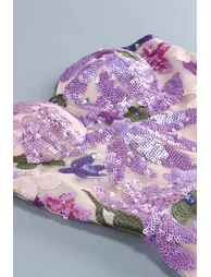 فستان سانفير بنفسجي ماكسي بقصة مستقيمة بلا أكتاف - 8