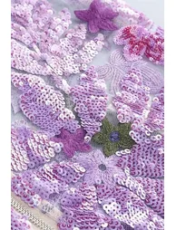 فستان سانفير بنفسجي ماكسي بقصة مستقيمة بلا أكتاف - 10