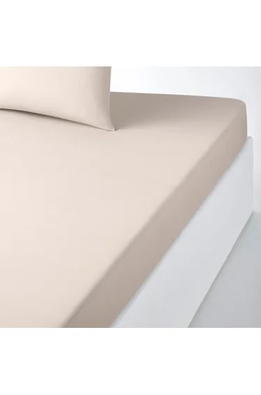 شرشف سرير بولي قطن سادة بحواف مطاطية