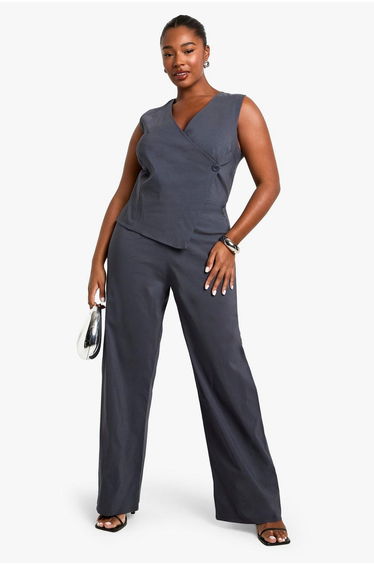 plus bengaline waistcoat jumpsuit - charcoal