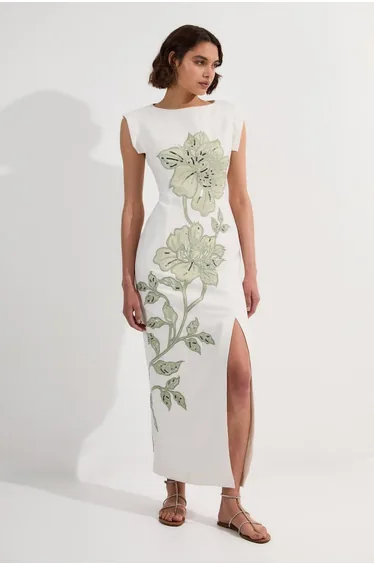 Premium Summer Embellished Applique Tailored Maxi Dress