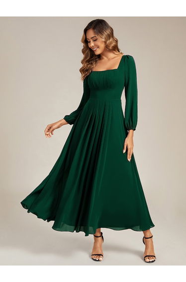 ever LYDIA|See-through Chiffon Lantern Sleeve Bridesmaid Dress