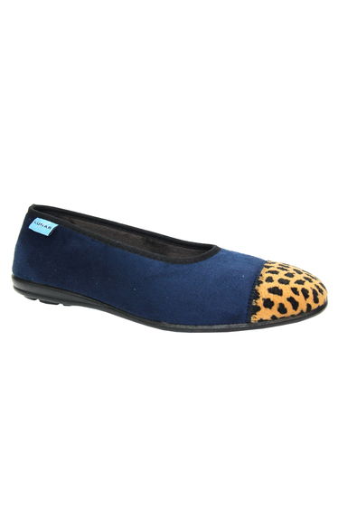 Lunar Womens/Ladies Jessie Leopard Print Slippers - Blue