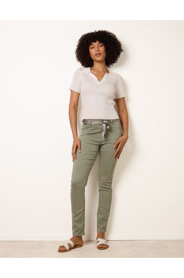 Slim Leg Stretch Denim Scarf Trousers