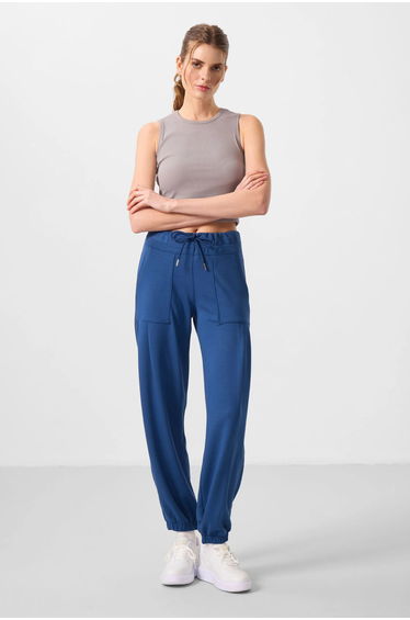 TOMMY Mid Waist Crepe Relaxed Pants with Pocket