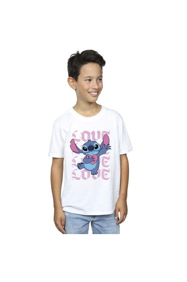 Lilo & Stitch Boys Valentine Love Cotton T-Shirt - White