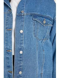 Plus Oversized Denim Jacket - mid blue - 3