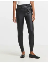 Black Coated Skinny Jeggings - 4