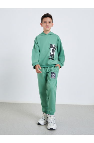 Kids Green Cotton Relaxed Joggers