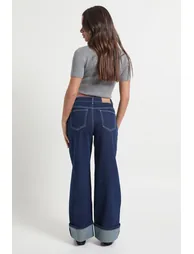 Petite Turn Up High Waist Straight Leg Jean - indigo - 2