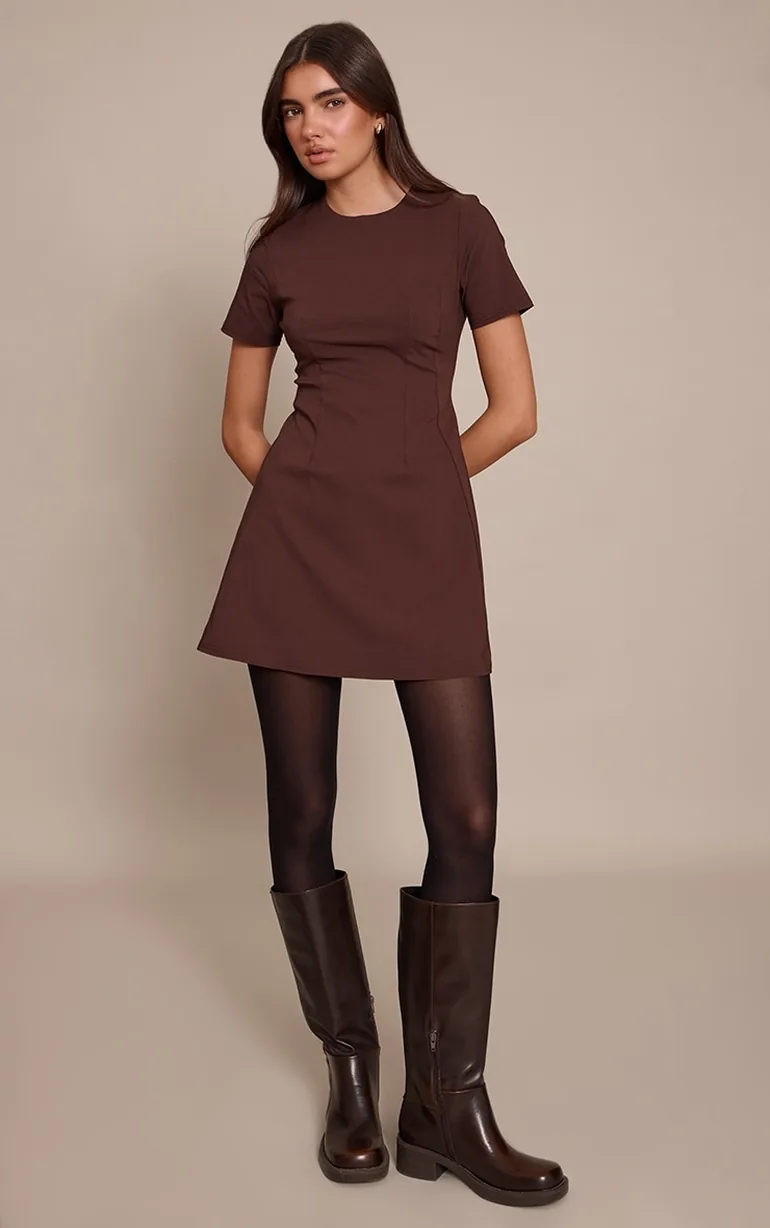 chocolate brown shift dress Whistles Leather Shift Dress Chocolate Size 10