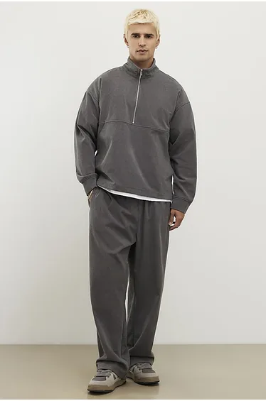 بنطلون رياضي كوردروي بأرجل عريضة - رمادي