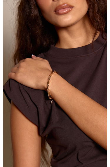 Gold Smooth Angular Link Chain Bracelet