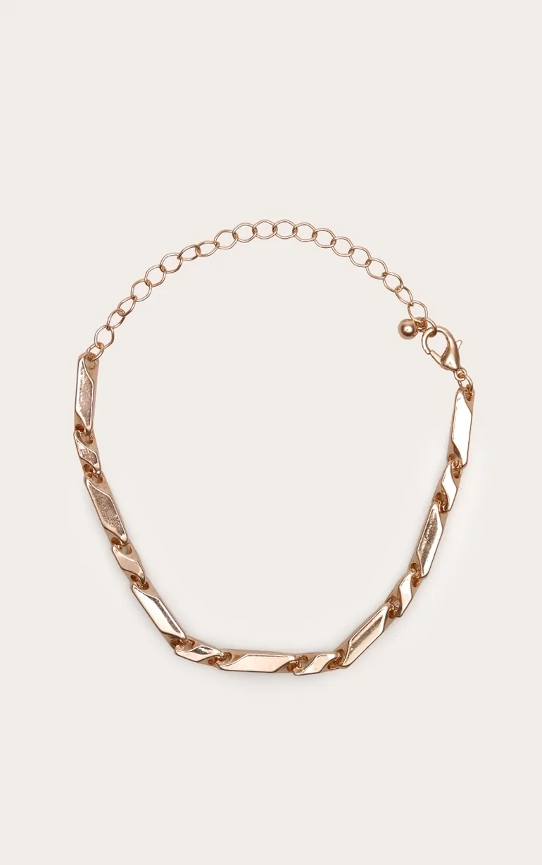 Gold Smooth Angular Link Chain Bracelet - 1