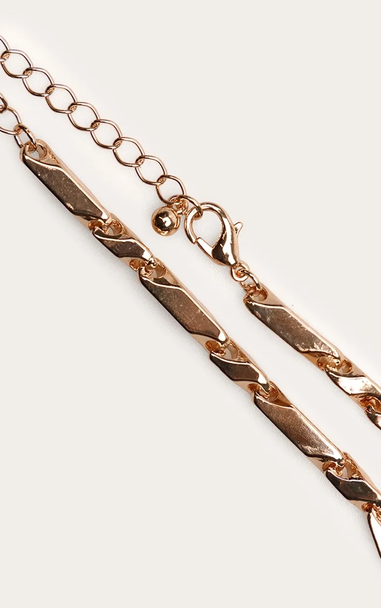Gold Smooth Angular Link Chain Bracelet - 2