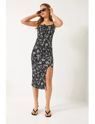 LUCCI Slit Detailed Floral Printed Midi Dress - 3